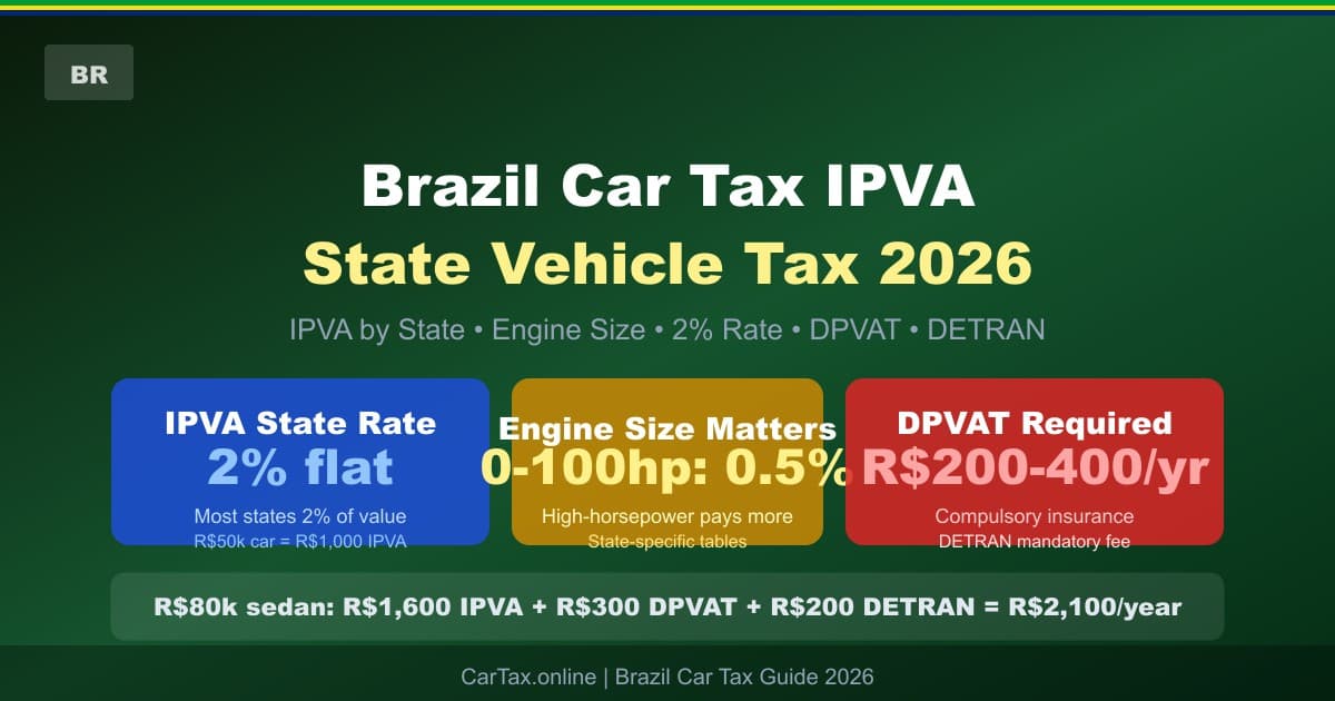 Brazil Car Tax IPVA 2026: State Vehicle Tax by Engine Size