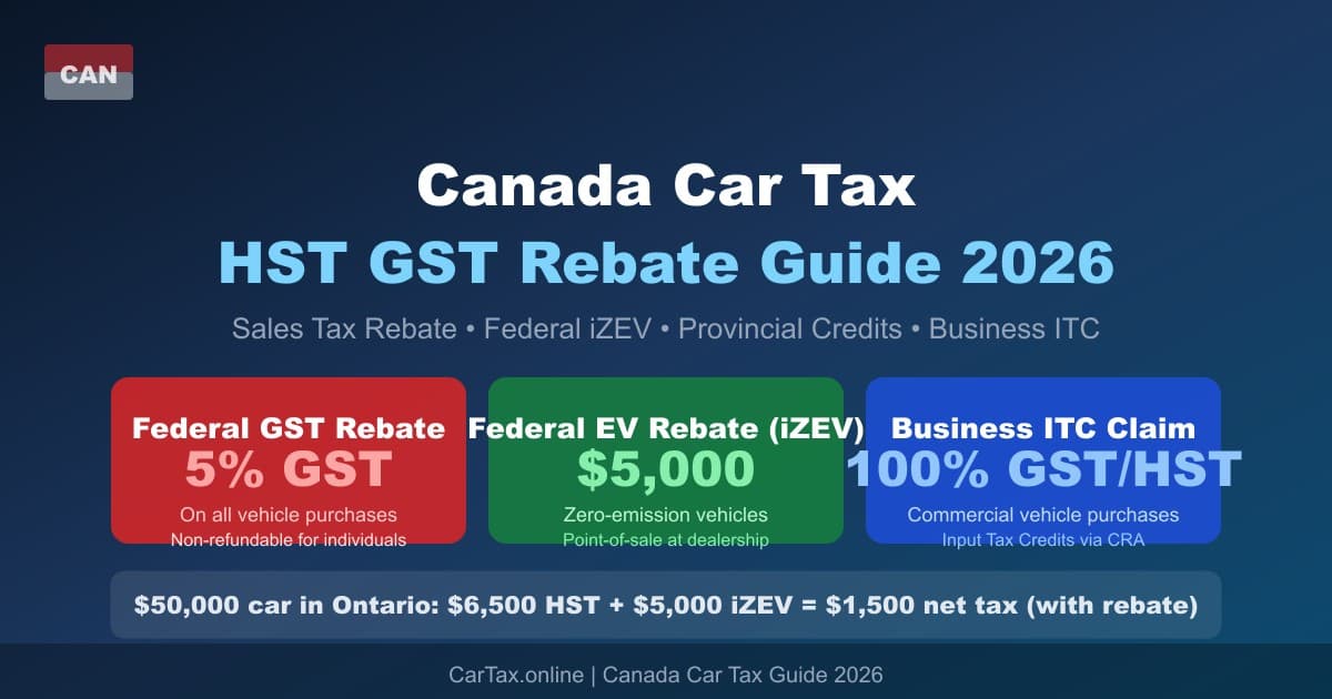 Canada Car Tax HST GST Rebate 2026: iZEV $5,000 + Provincial Credits