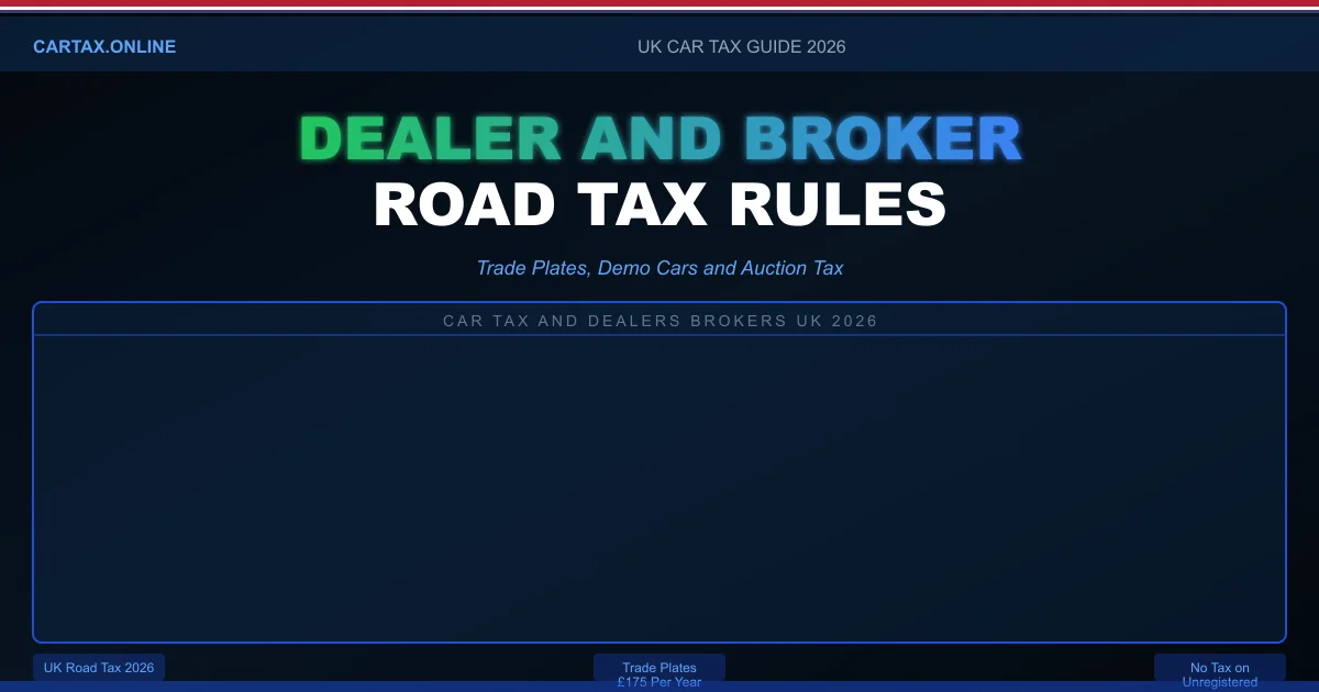 Car Tax and Dealers Brokers UK 2026: Trade Plates, Demo Cars and Broker Fees