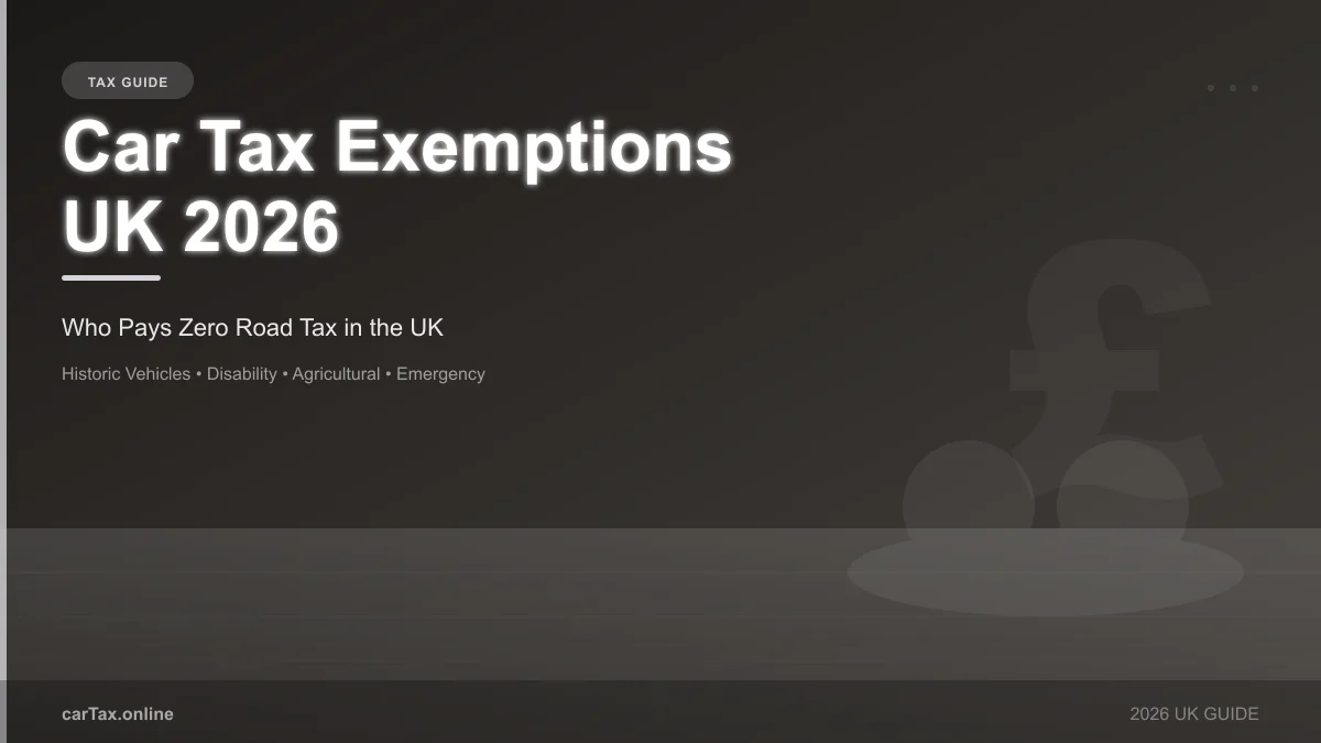 Car Tax Exemptions UK 2026: Who Pays Zero Road Tax