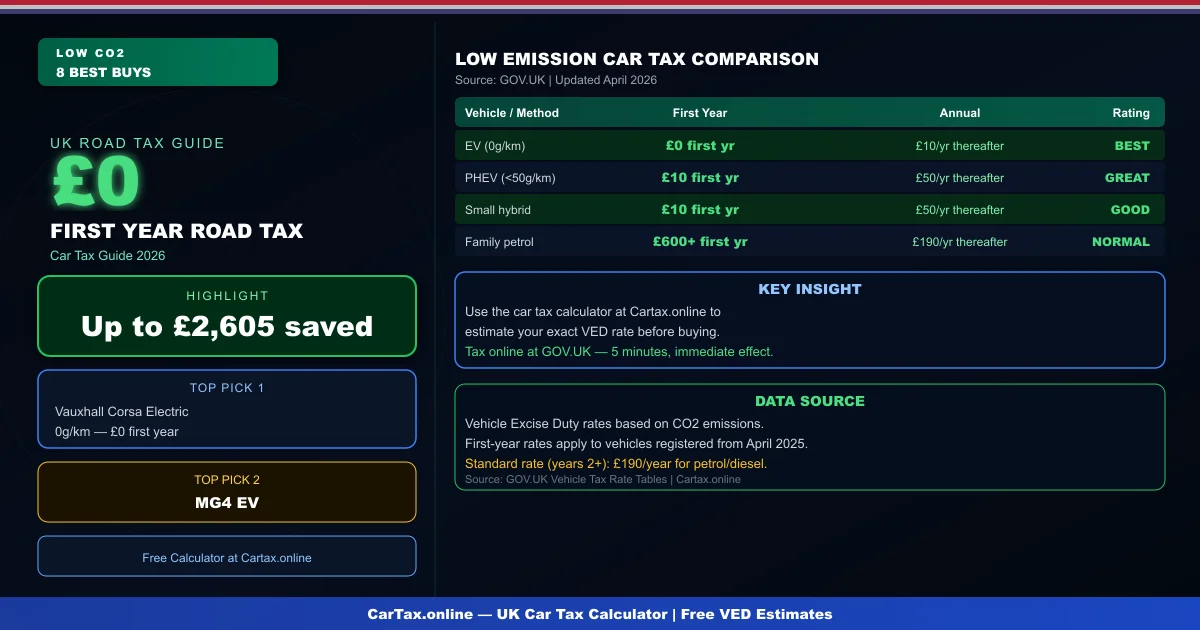 8 Low Emission Cars That Cost Almost Nothing to Tax in 2026