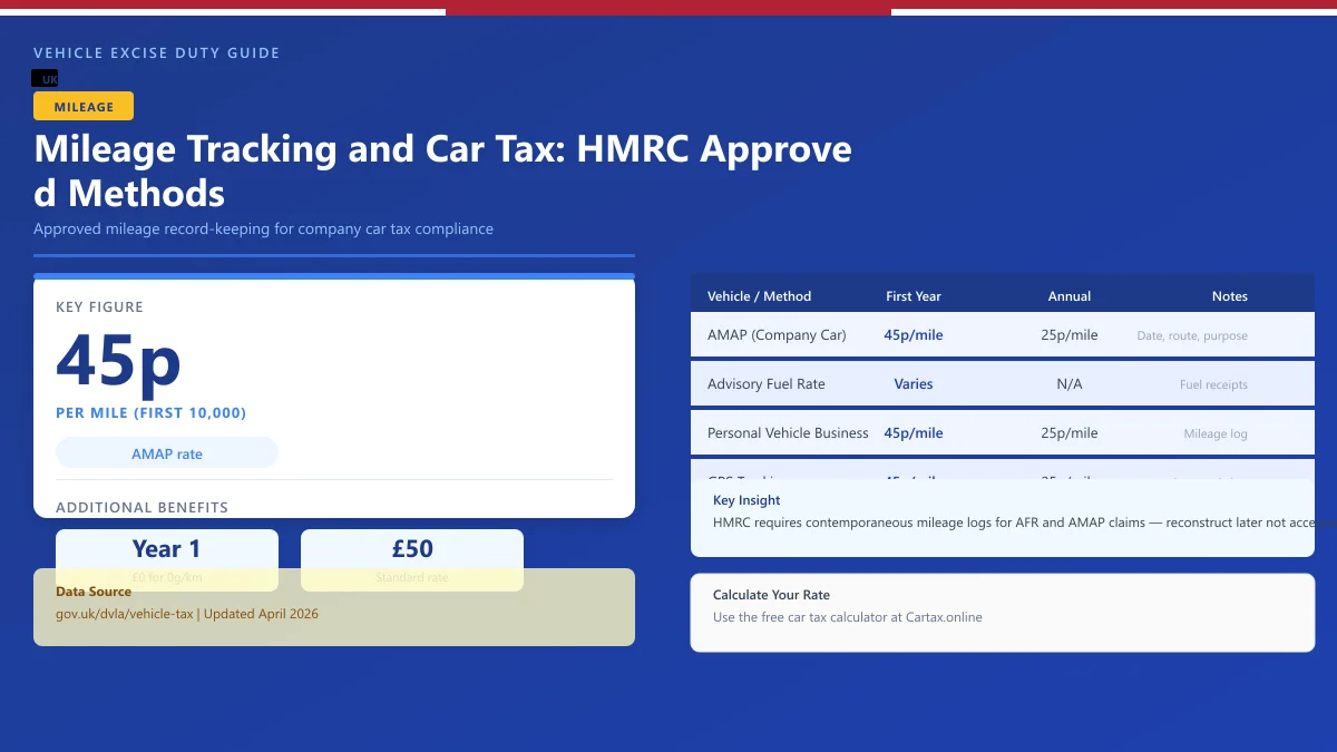 Mileage Tracking and Car Tax UK 2026: HMRC Approved Methods