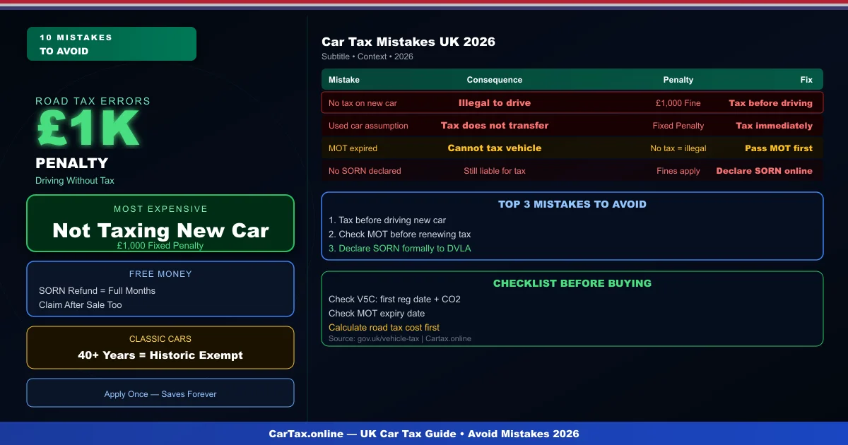 Car Tax Mistakes UK 2026: 10 Common Errors That Cost Drivers Money