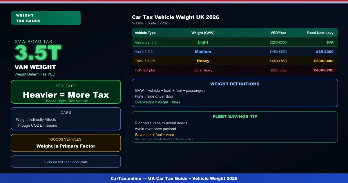 Car Tax by Weight UK 2026: Gross Vehicle Weight and VED