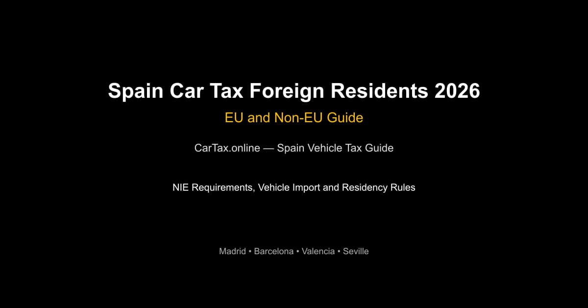 Spain Car Tax Foreign Residents 2026 — Registration Guide