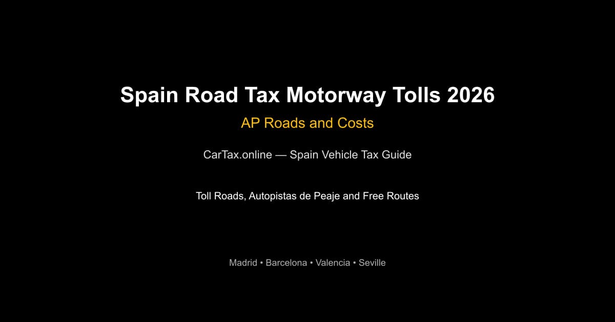 Spain Road Tax Motorway Tolls 2026 — AP Roads and Costs