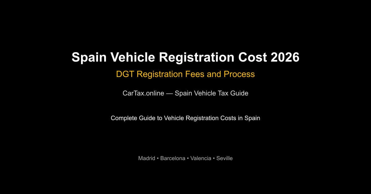 Spain Vehicle Registration Cost 2026 — Complete Price Guide