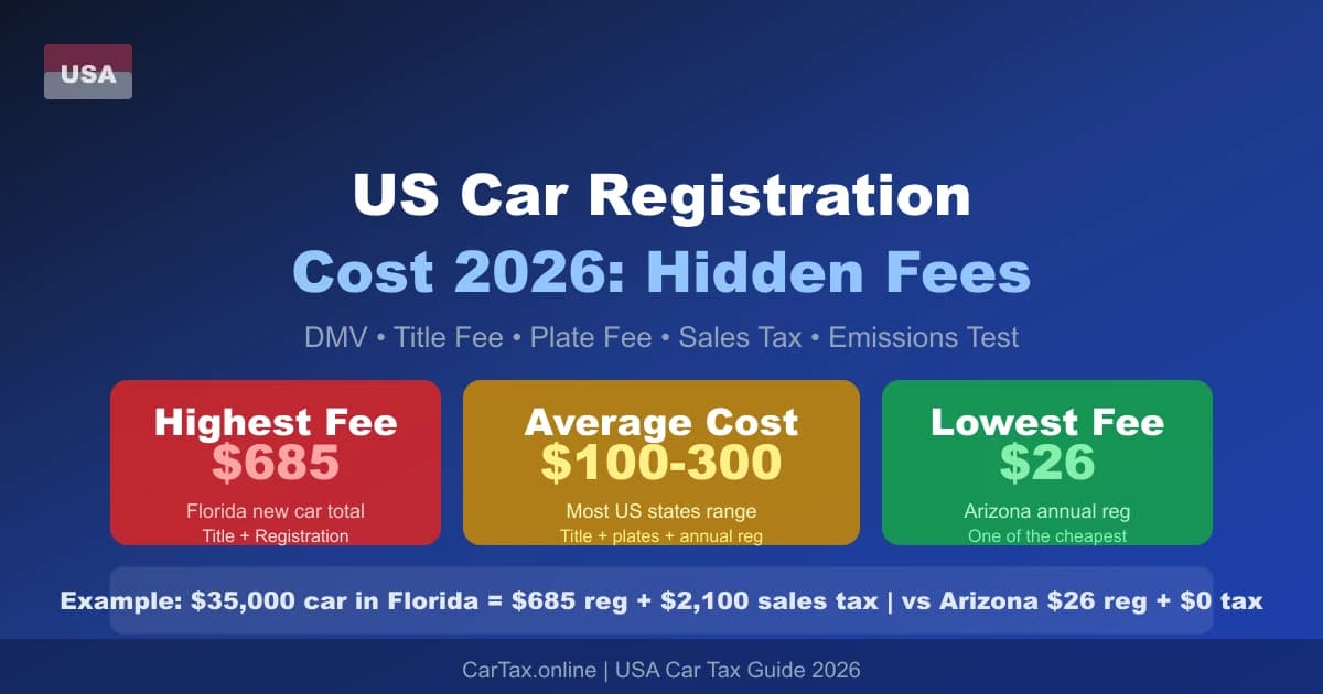 US Car Registration Cost 2026 by State + Hidden Fees