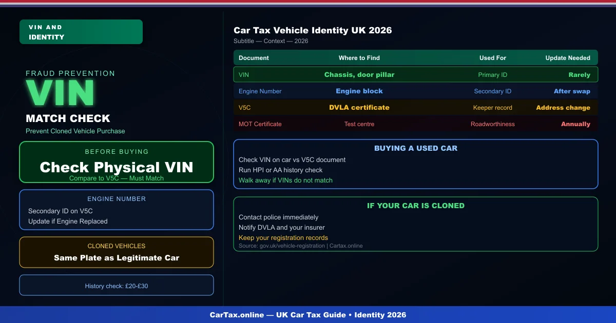 Car Tax Vehicle Identity UK 2026: VIN, V5C and Registration