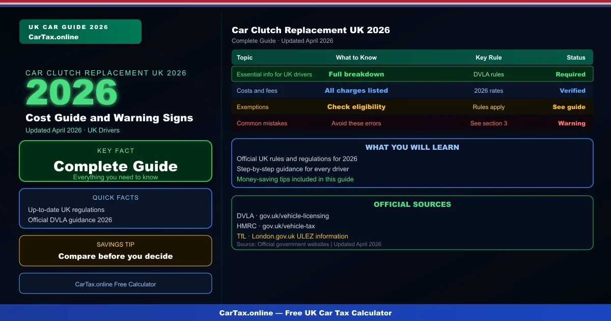 Car Clutch Replacement UK 2026: Cost Guide and Warning Signs