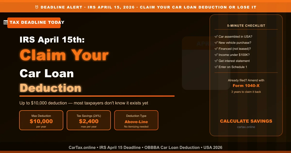 OBBBA car loan interest deduction 2026 IRS Schedule 1 guide