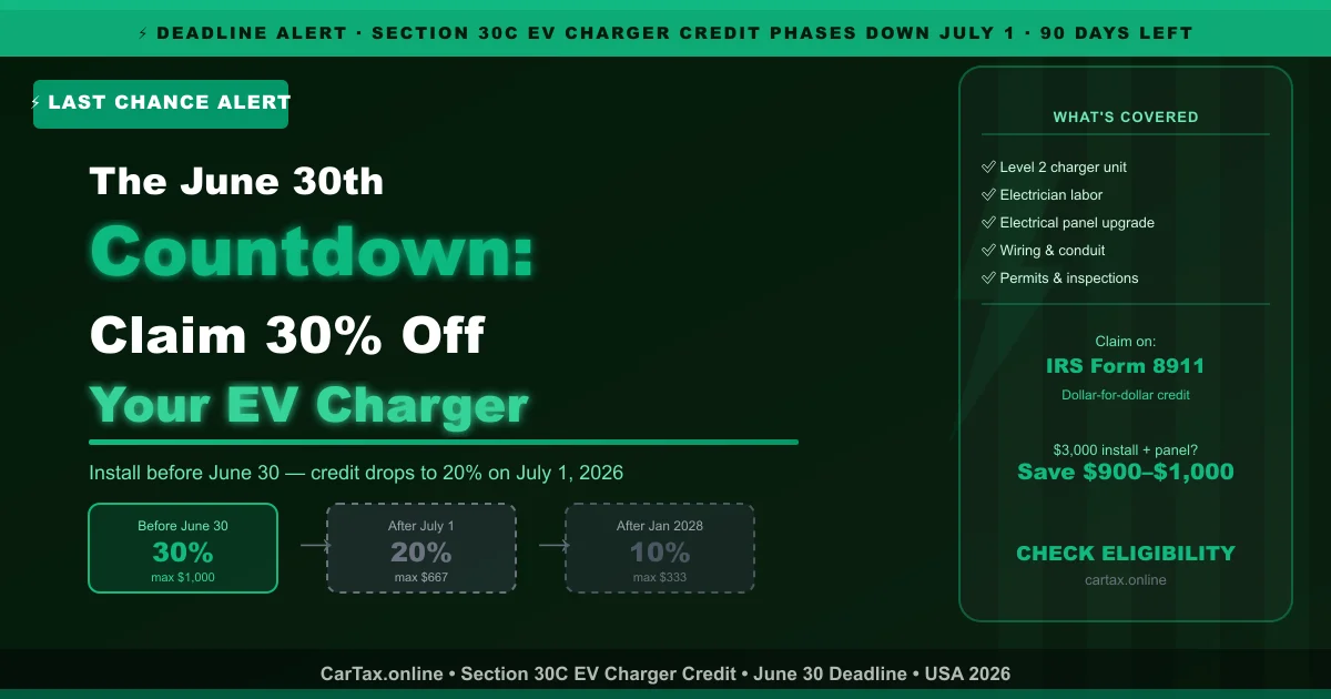 Section 30C EV charger credit 2026 form 8911 deadline guide