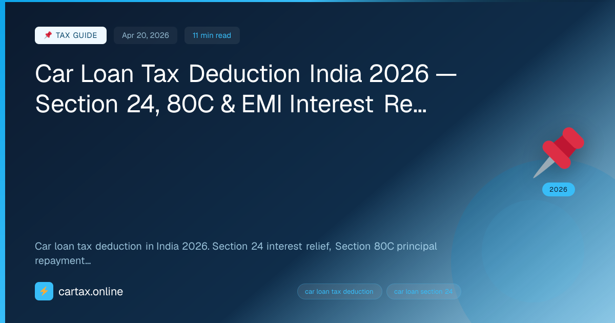 Car Loan Tax Deduction India 2026 — Section 24, 80C & EMI...