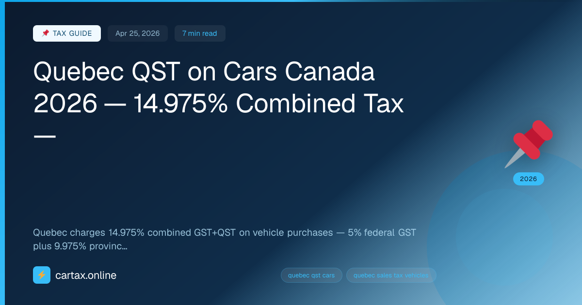 Quebec QST on Cars Canada 2026 — 14.975% Combined Tax