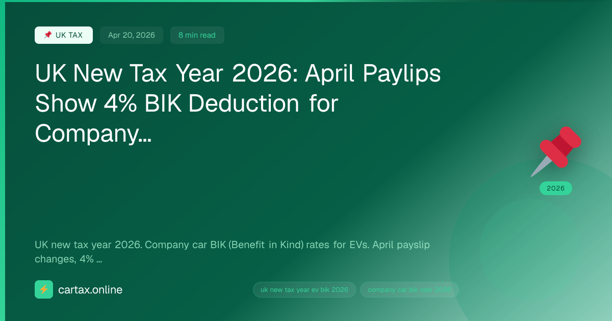 UK New Tax Year 2026: April Paylips Show 4% BIK Deduction...